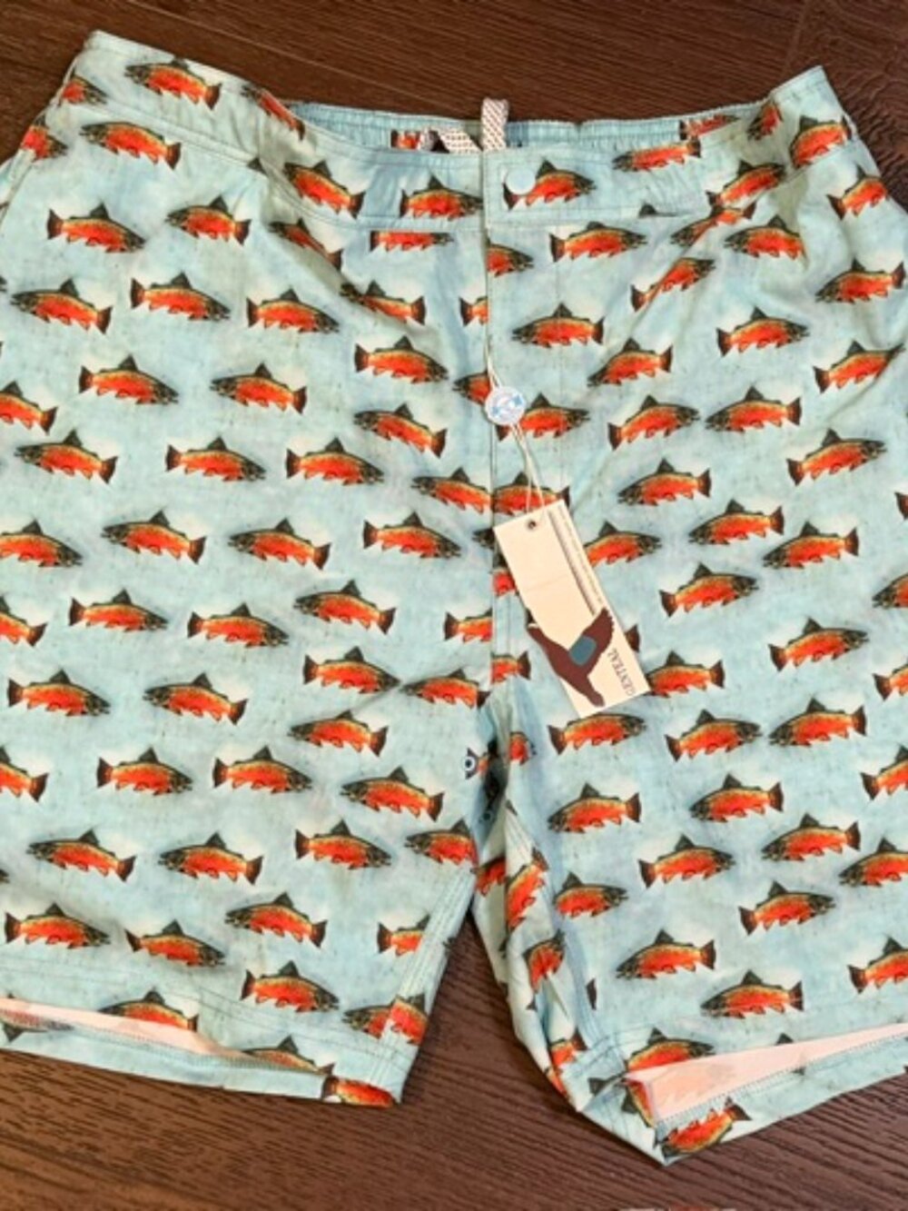 GenTeal Brook Trout Fish Performance Swim Trunks Men's L NWT